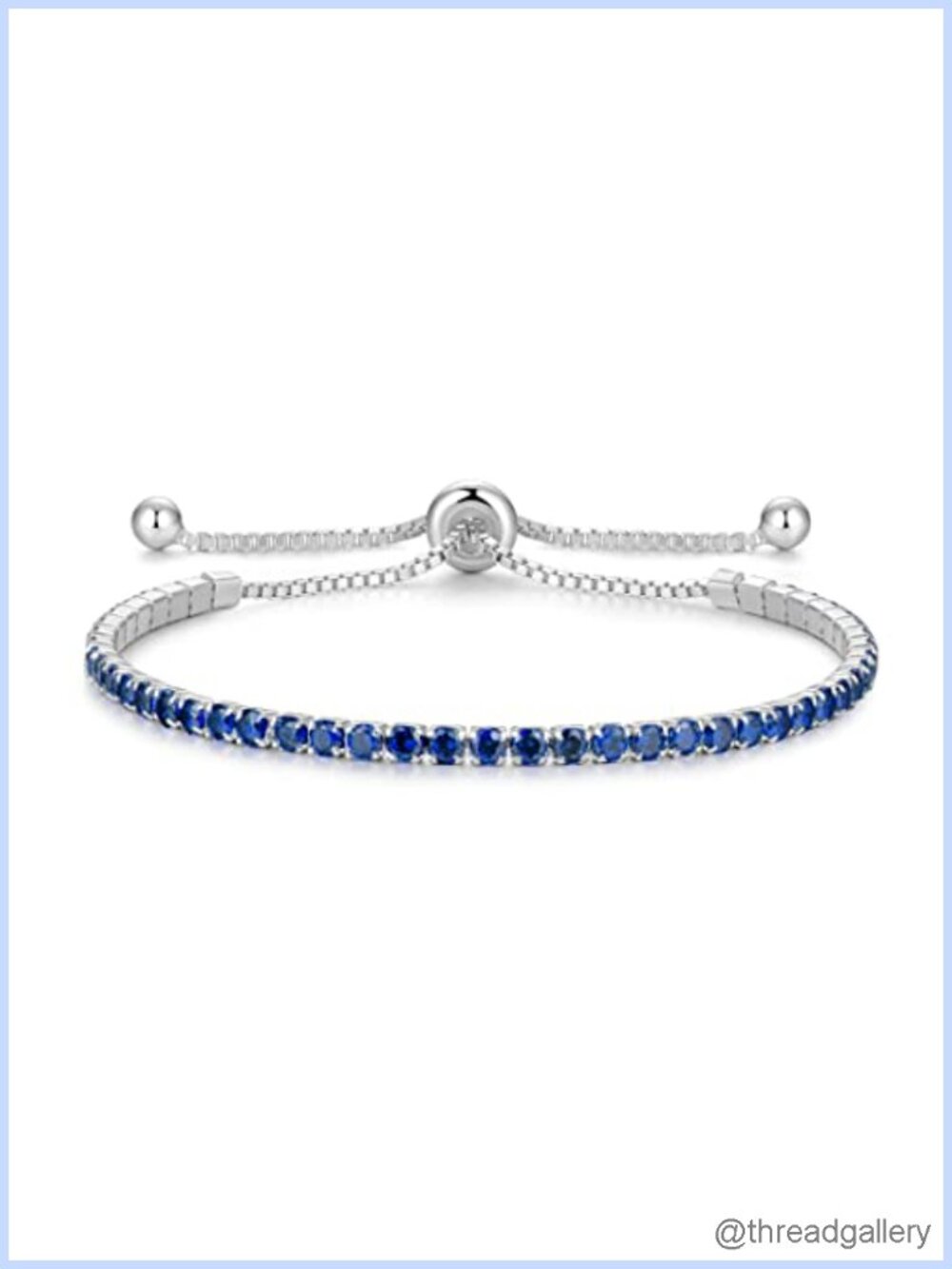 Sterling Silver Birthstone Tennis Bracelet 2.5mm Adjustable Bolo 9.5in